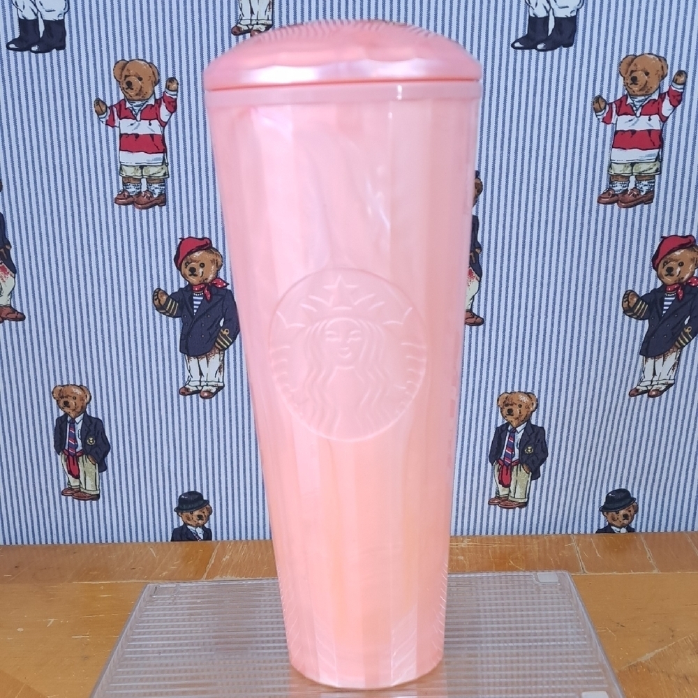 Starbucks Summer 2021 Pink Marble Blush 24 oz Venti tumbler cold cup